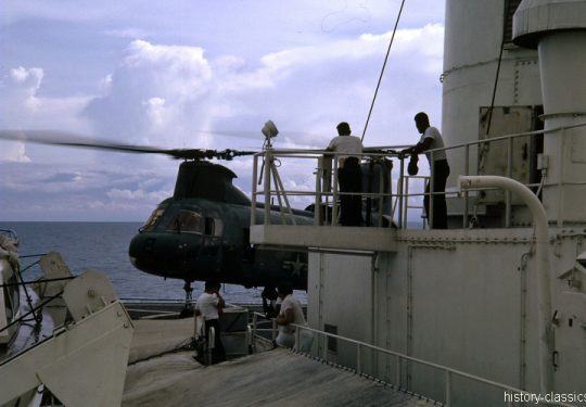 USMC United States Marine Corps Boeing-Vertol CH-46A Sea Knight - USS Repose (AH-16)